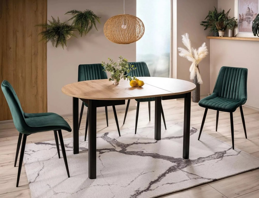 Rozkladací jedálenský stôl Dante I 102/144 cm dub s remeselným vzhľadom/čierny