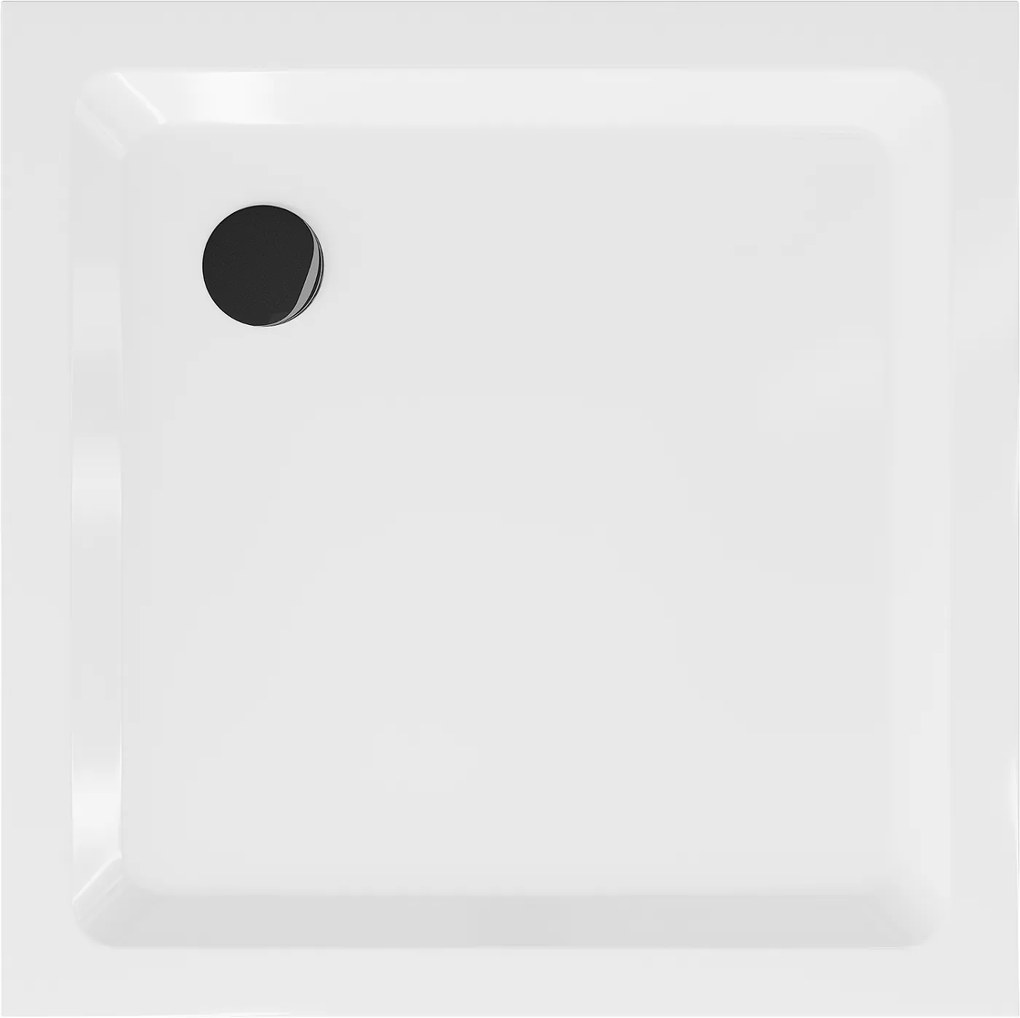 Mexen SLIM - Štvorcová sprchová vanička 100x100x5cm + čierny sifón, biela, 40101010B