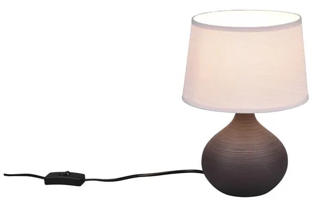 Tmavohnedá stolová lampa z keramiky a tkaniny Trio Martin, výška 29 cm