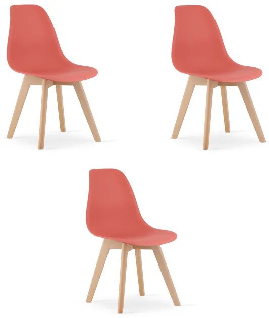 Set troch jedálenských stoličiek KITO tehlové / hnedé nohy (3 ks)