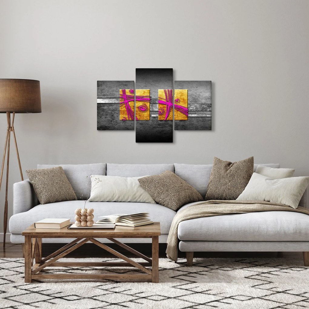 Obraz farebných štvorcov na čiernom pozadí (90x60 cm)
