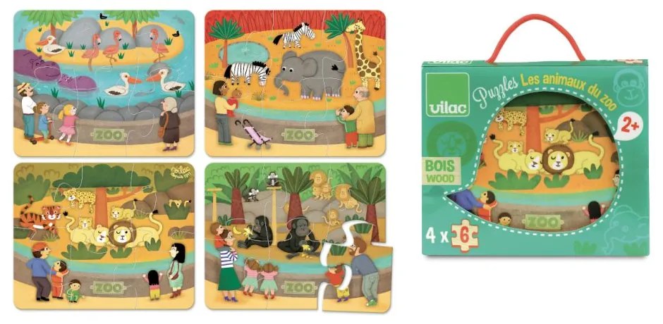 Vilac Drevené puzzle zoo