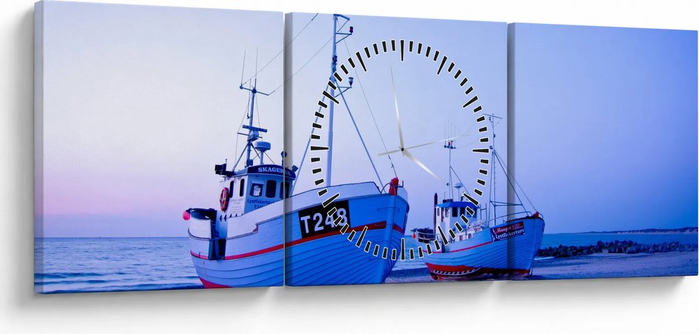 Obraz - Vylodenie za súmraku (s hodinami) (90x30 cm)
