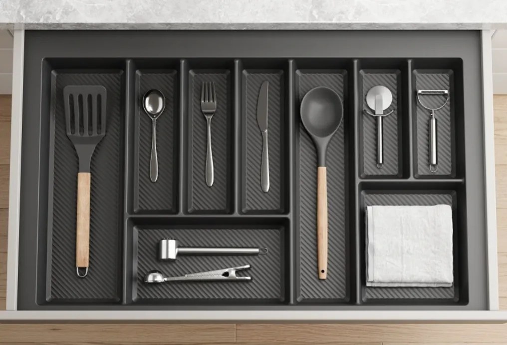 IN-DURO Príborník STRIPES 69 - 75 cm s hĺbkou 42 - 49 cm, antracit