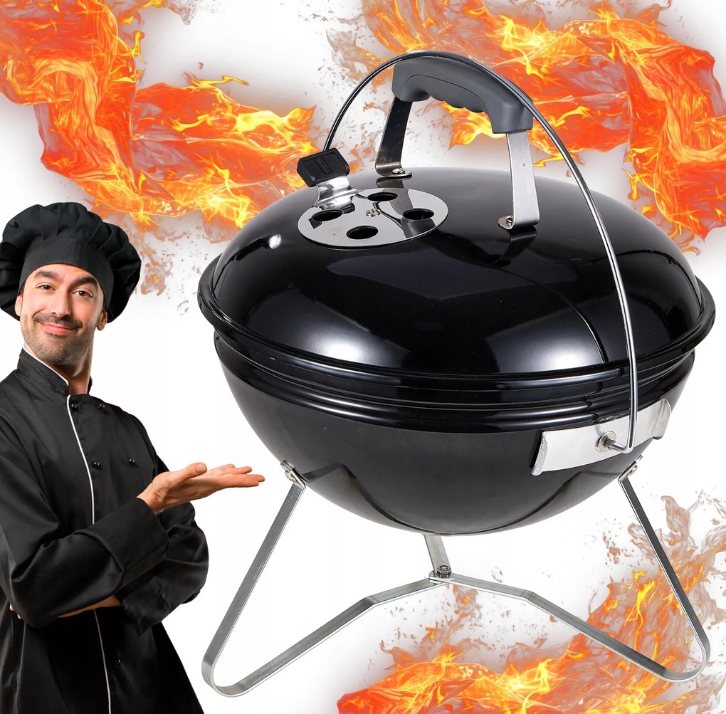 CH Prenosný záhradný gril na drevené uhlie s vekom