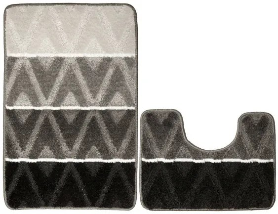 Sada kúpeľňových koberčekov PALMA tmavá / sivá, kosoštvorce