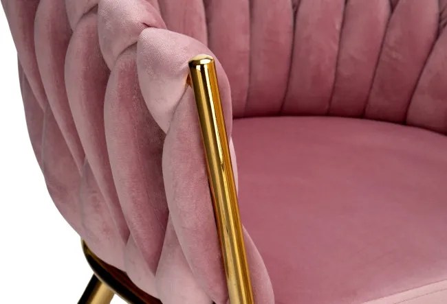 Jedálenská stolička COFTON zamatová, zlatá / ružová
