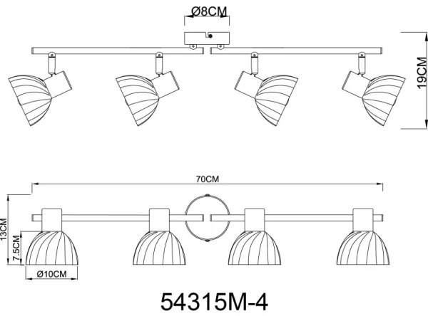 Globo 54315M-4 - Bodové svietidlo ZACHERY 4xE14/40W/230V zlatá