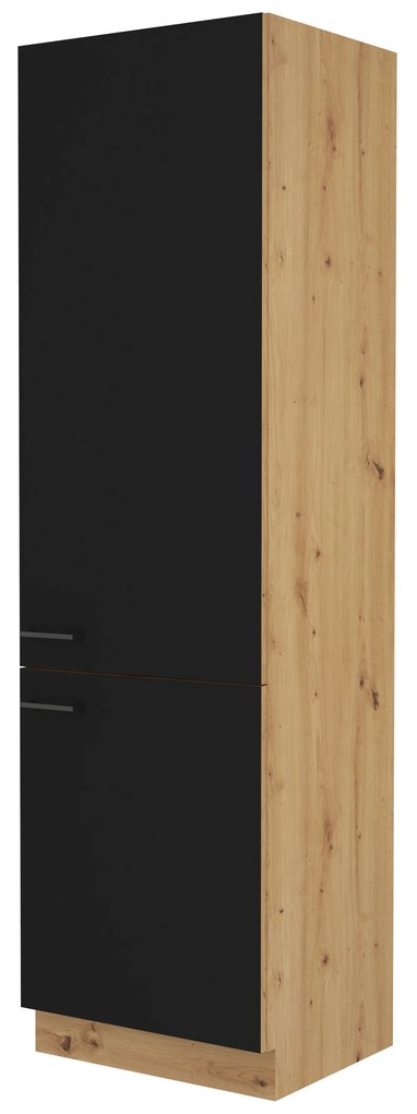 Potravinová kuchynská skriňa Miraluna (dub artisan + čierna matná). Vlastná spoľahlivá doprava až k Vám domov. 1062361