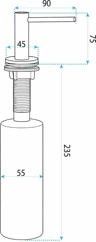 Vstavaný dávkovač mydla/saponátu REA DEX, 300 ml, titán