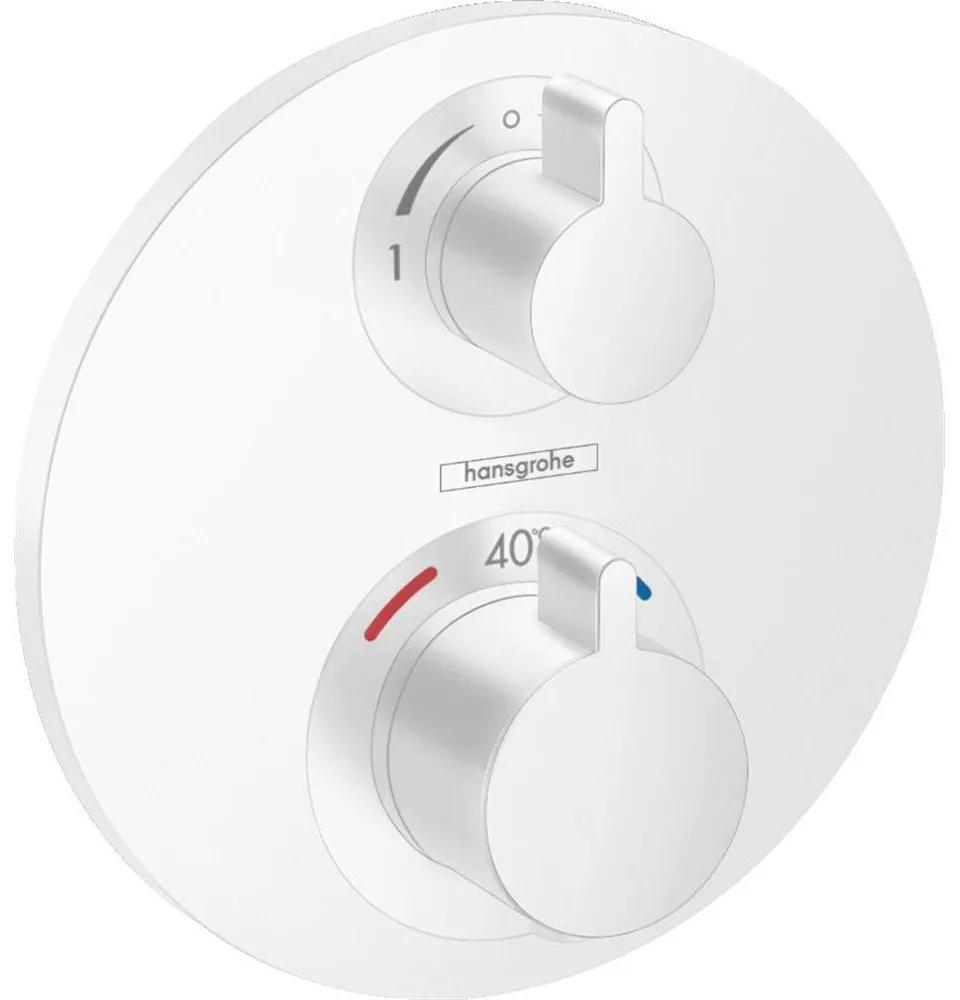 HANSGROHE Ecostat S termostat pod omietku pre 2 spotrebiče, s uzatváracím a prepínacím ventilom, matná biela, 15758700