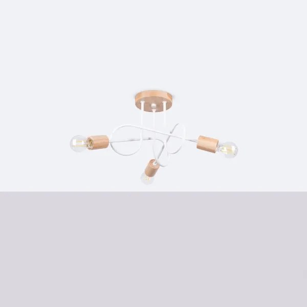 Sollux SL.1474 - Prisadený luster EMBER 3xE27/15W/230V biela/béžová/buk