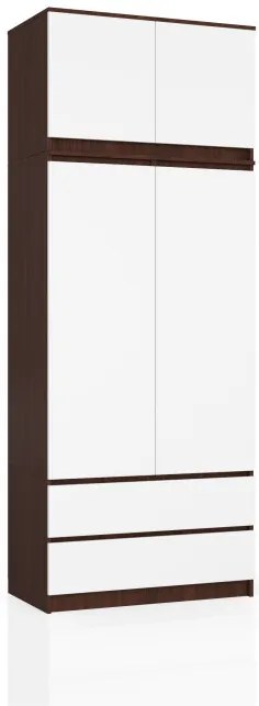 Skriňa s nadstavcom S 90 cm 2D 2SZ CLP wenge / biela