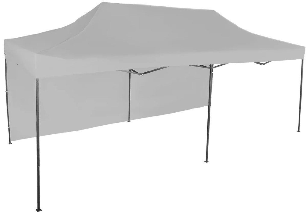 Rýchlorozkladací nožnicový stan 3x6m – oceľový, 1 bočná plachta, Sivá / antracitová