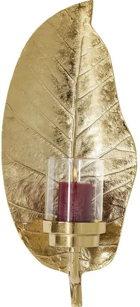 KARE DESIGN Sada 2 ks − Svietnik Leaf zlatý 56 × 25 × 17 cm