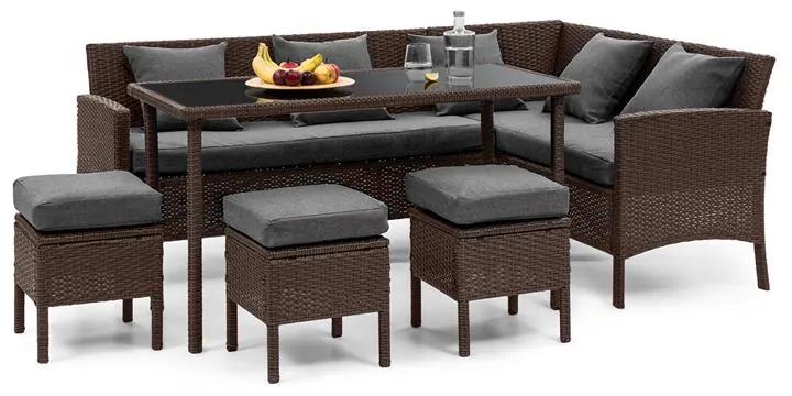 Titania Dining Lounge Set, záhradná sedacia súprava, hnedá/tmavosivá
