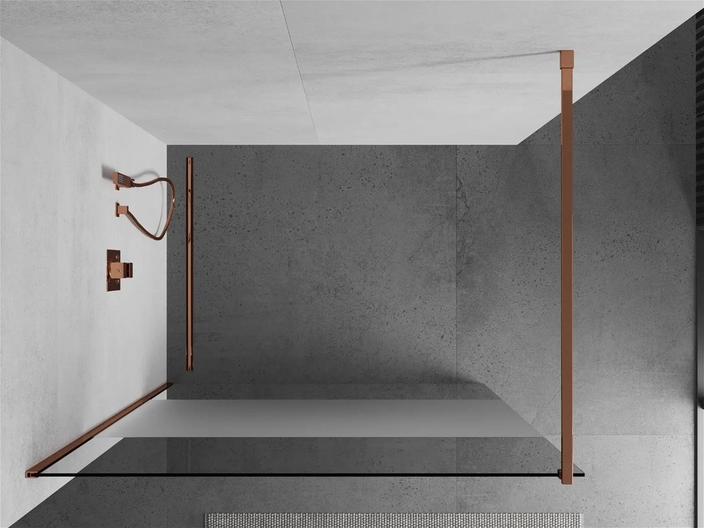 Mexen Kioto, sprchová zástena 100x200 cm, 8mm číre sklo s efektom námrazy, profil ružové zlato, 800-100-101-60-35