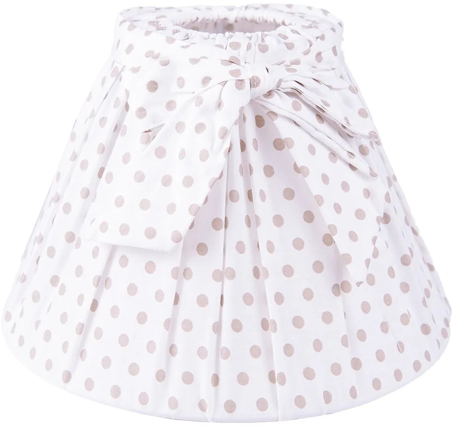 Biele bavlnené tienidlo s mašľou a bodkami - Ø 22*14 cm / E27