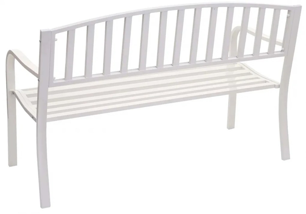 Záhradná lavička F43 2-miestna - práškovaná oceľ, 128 cm - Biela
