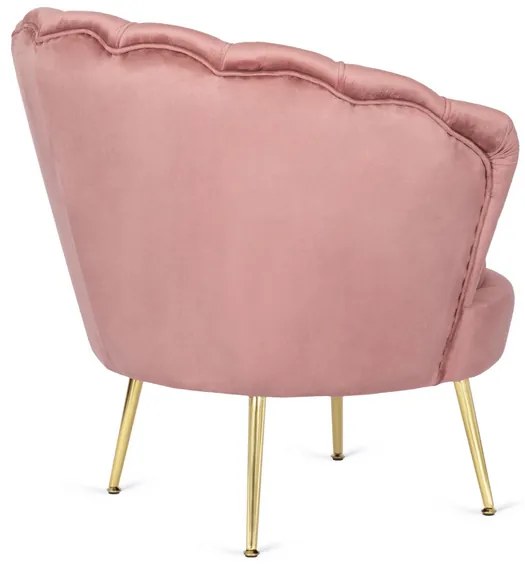 Kreslo LOREN s podnožkou, ružové, z velúru