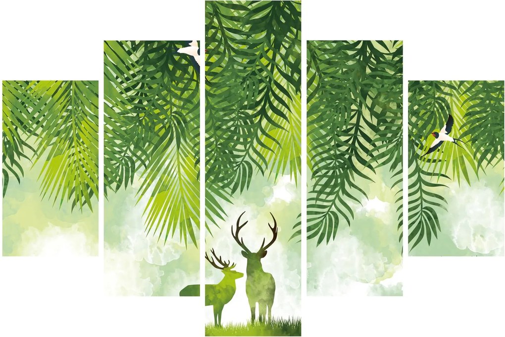 Obraz - Jelene v lese (150x105 cm)