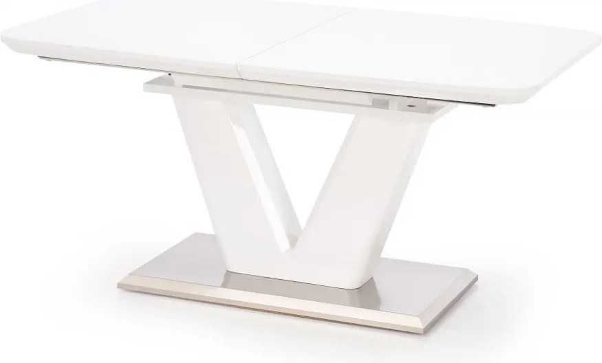 Rozkladací jedálenský stôl Ralen 160/220 cm biely lesk