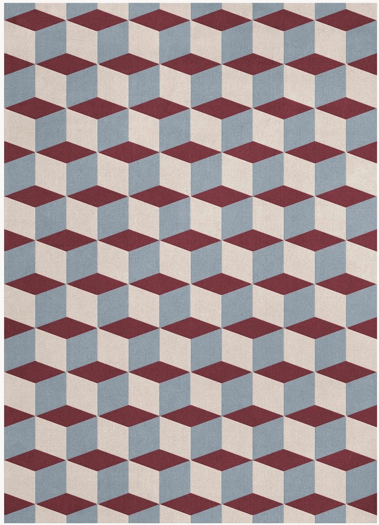 Ručne tkaný vlnený koberec's nízkym vlasom Mulberry Sky