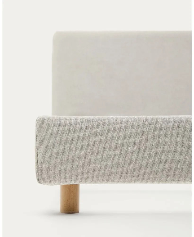 Sivá čalúnená dvojlôžková posteľ bez roštu 180x200 cm Valma – Kave Home