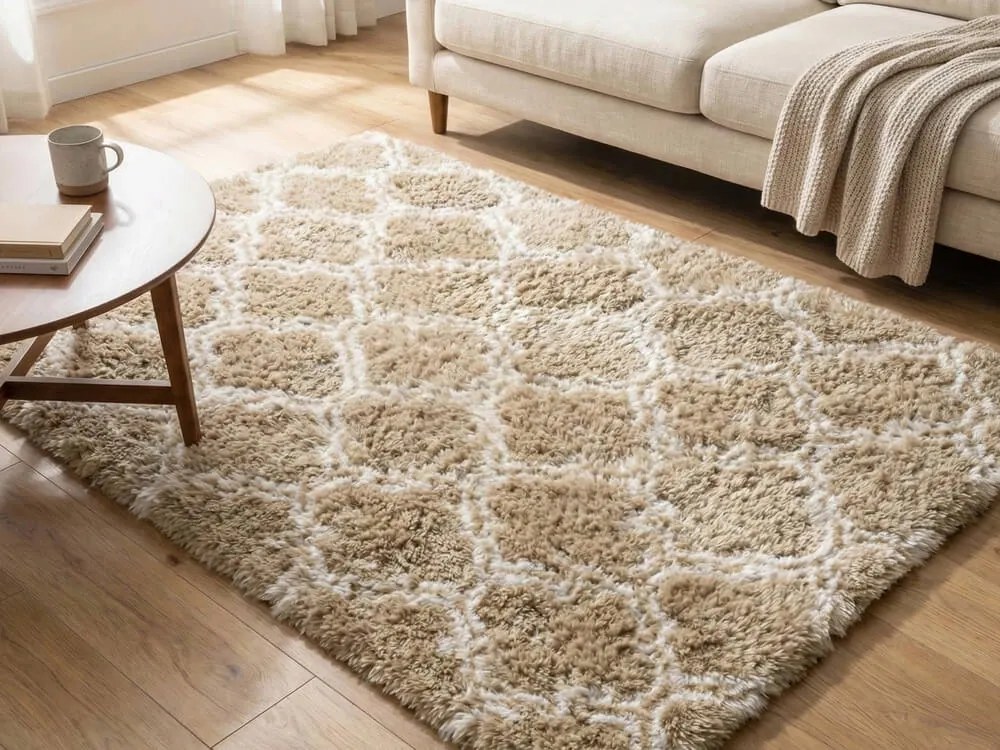 TZ Béžový vzorovaný koberec shaggy Decor Latern Rozmer: 140x200 cm