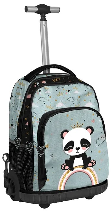 Školská taška na kolieskach - Veselá Panda 5-dielny set