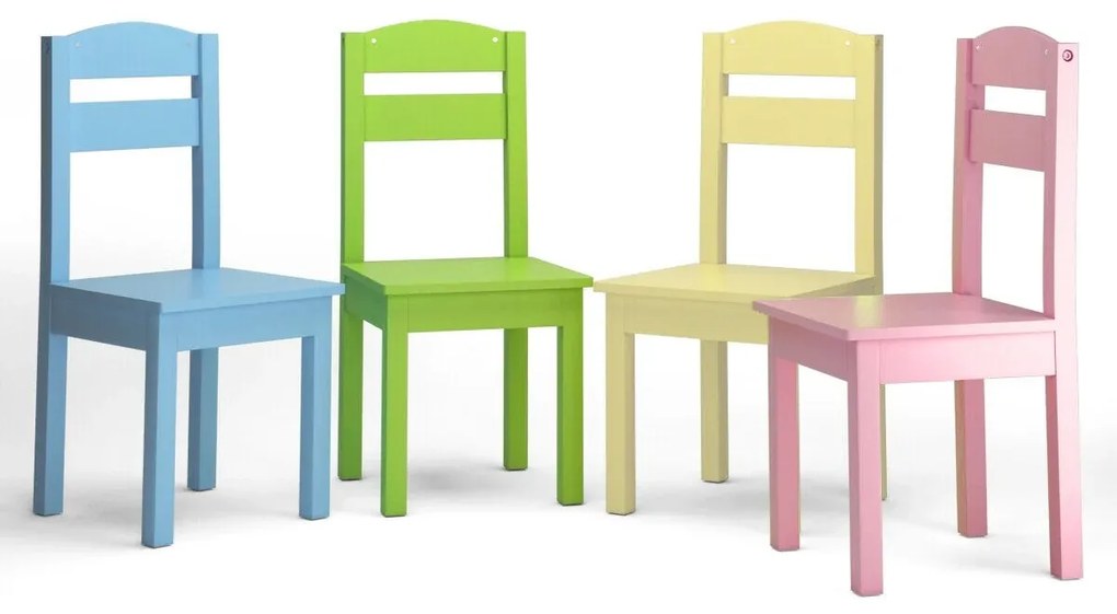 Detská sedacia súprava, drevená | 4 stoličky + stôl