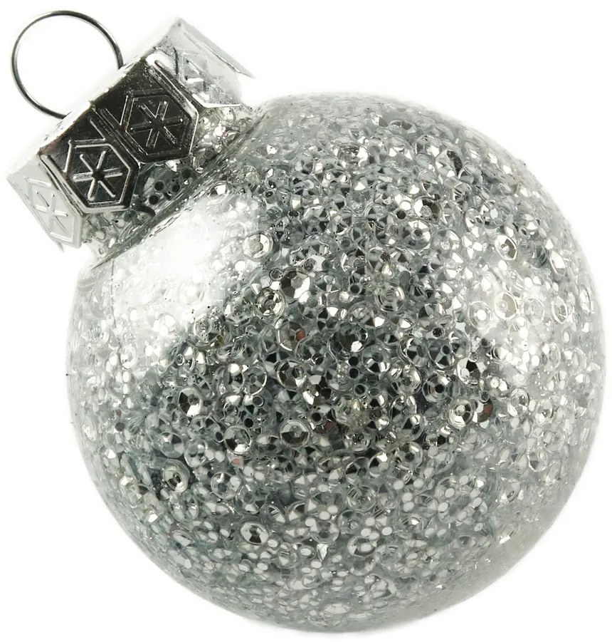 DECOLED Sada ozdob, prům. 6 cm, stříbrná