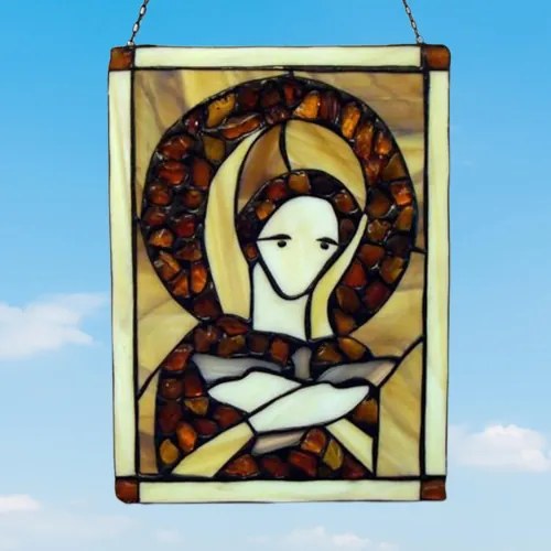 Vitráž jantár panel lapač slnka MADONNA AMBER 33*22