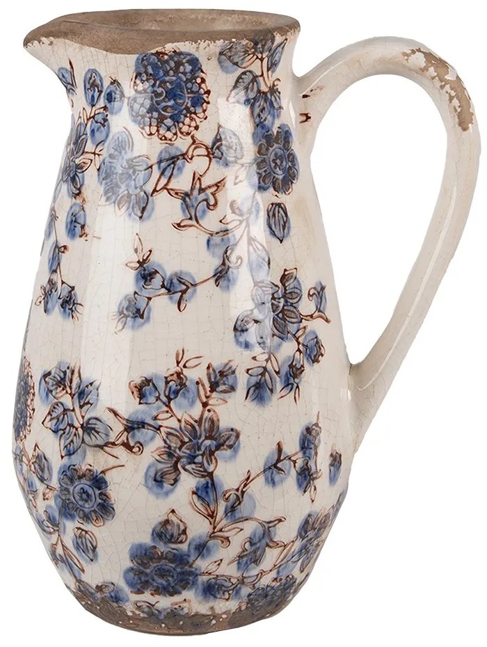 Dekoratívny keramický džbán s modrými kvetmi Blusia - 17*13*22 cm