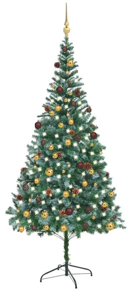 Umelý vianočný stromček s LED, súpravou gulí a šiškami 210 cm 3077529