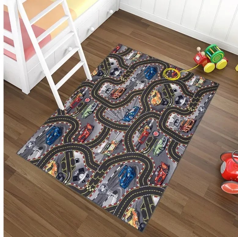 Detský koberček CARS 2 ŠEDÝ