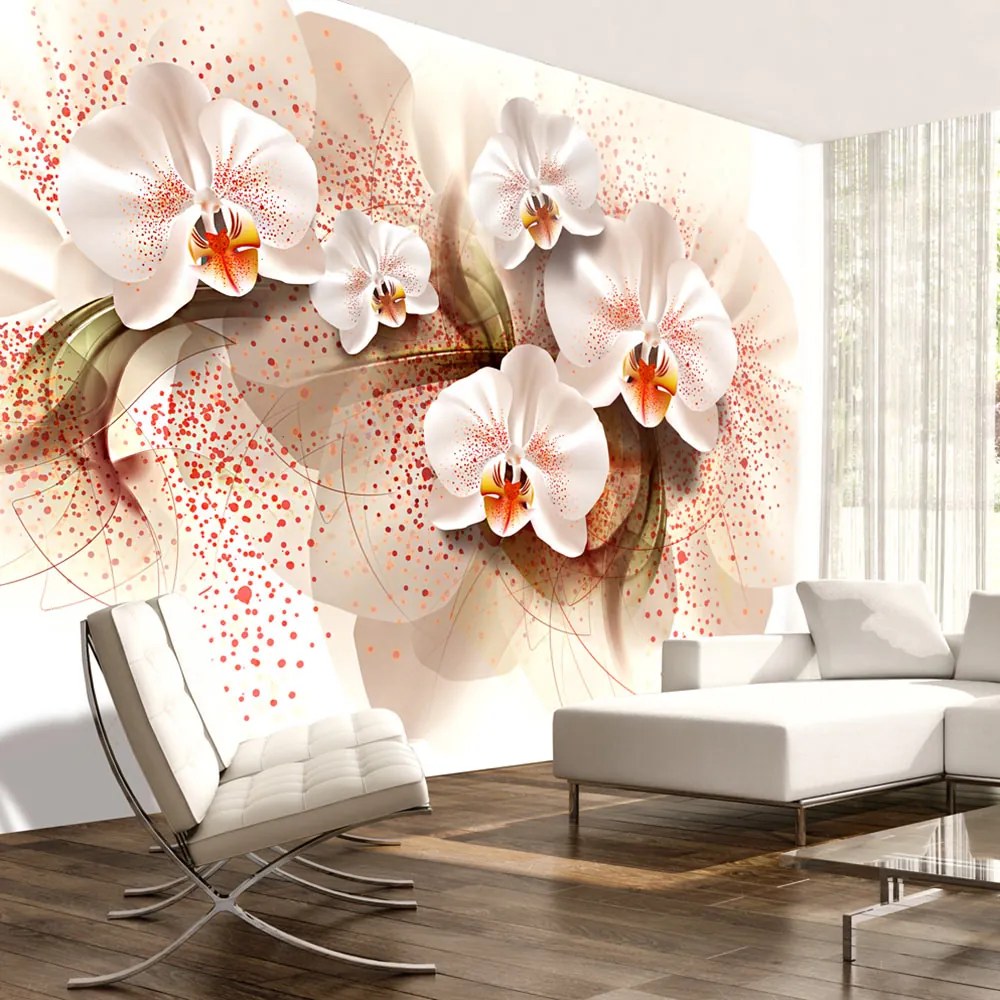 Artgeist Fototapeta - Pale yellow orchids Veľkosť: 294x210, Verzia: Samolepiaca