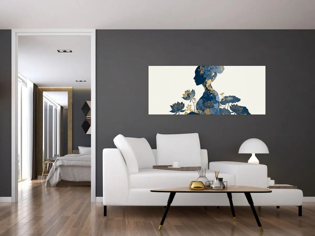 Obraz - Mramorový profil ženy (120x50 cm)