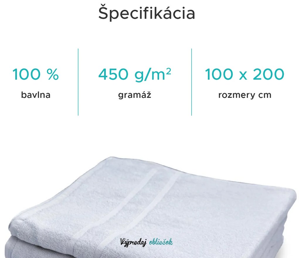 Hotelová osuška Deluxe 100x200 cm biela 100% bavlna