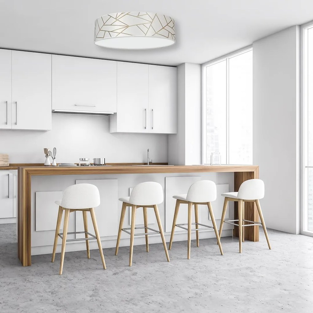 Stropné svietidlo Ziggy Round, 1x biele/zlaté textilné tienidlo, (biele plexisklo), (fi 50 cm)