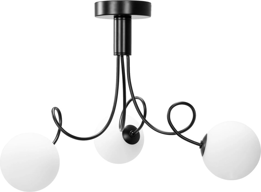 Toolight Toolight, stropná lampa sklenené gule 3xG9 APP1154-3CP, čierna, OSW-14012