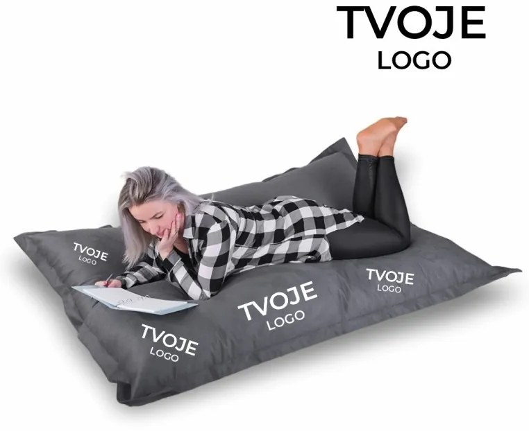 Sedací vak vankúš sivý semišový s vlastným logom EMI