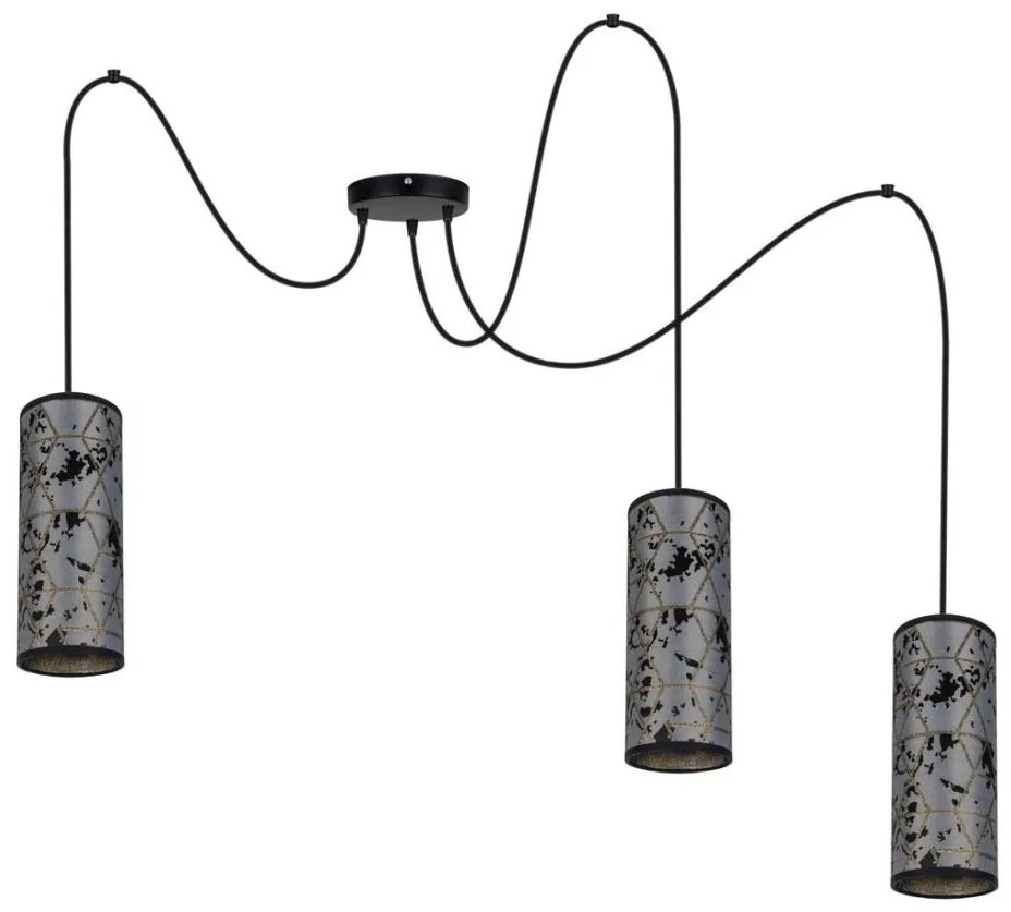 Luster na lanku AVALO 3xE27/60W/230V pavúk šedá/čierna