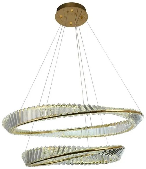 LED Stmievateľný luster na lanku LED/90W/230V 3000-6500K zlatá/chróm + DO