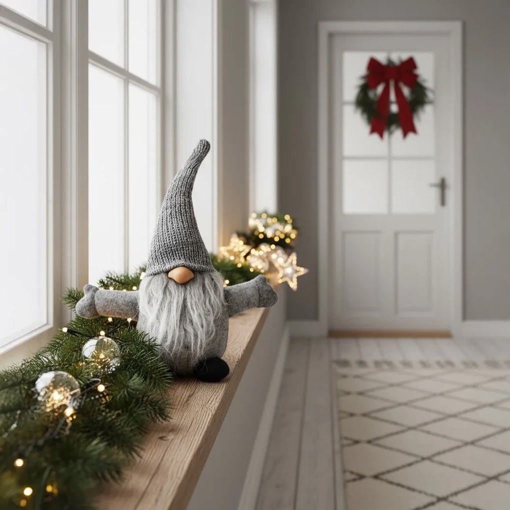 Vianočný škriatok ELF 045 - 35 cm sivý
