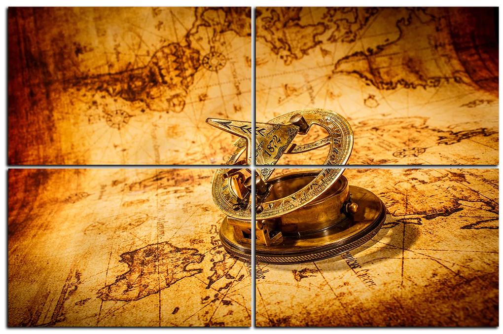 Obraz na plátne - Kompas na mape antického sveta 1999D (90x60 cm)
