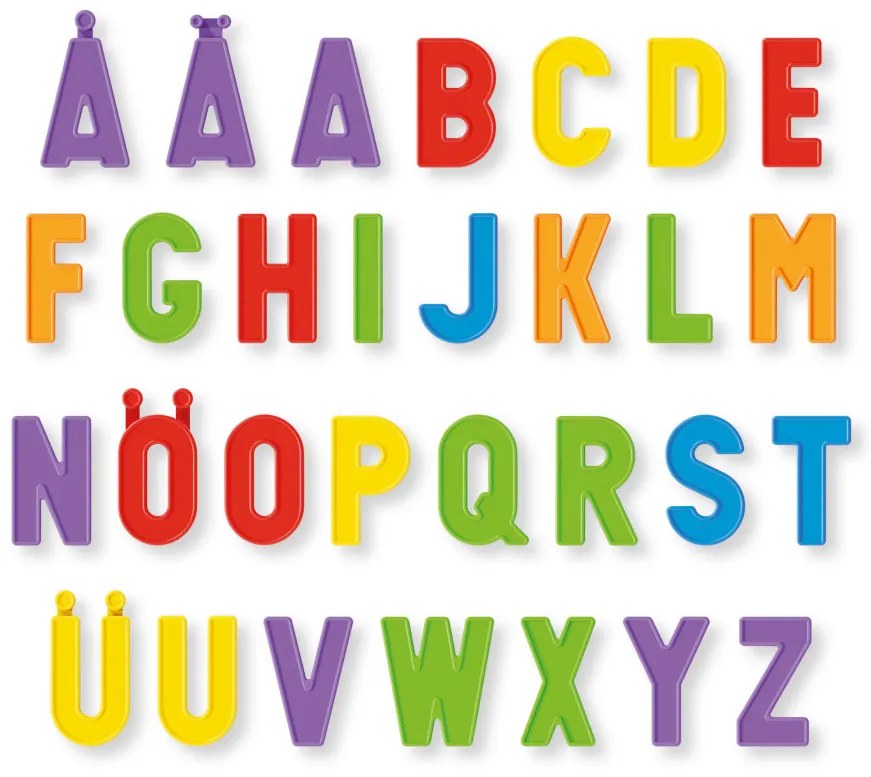Obojstranná magnetická tabuľa s písmenami - 58 ks magnetov