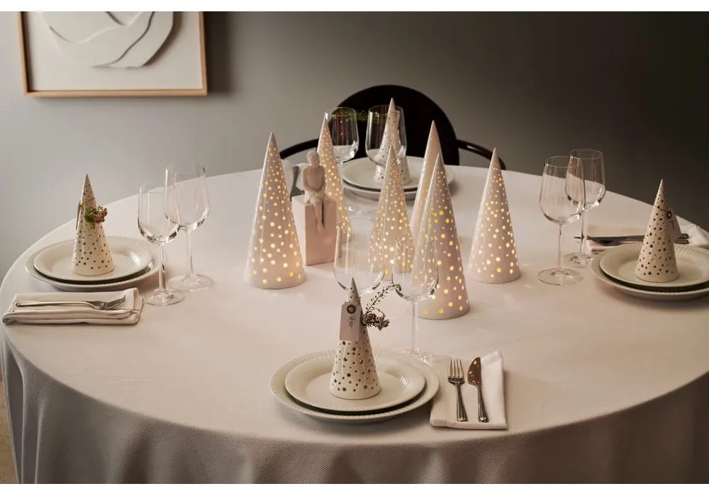 Biely vianočný svietnik z kostného porcelánu Kähler Design Nobili, výška 30 cm