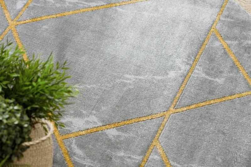 Kusový koberec Emerald geometric 1012 grey and gold kruh, 160x160 (priemer) kruh, šedá, chodba / predsieň, Dywany Łuszczów