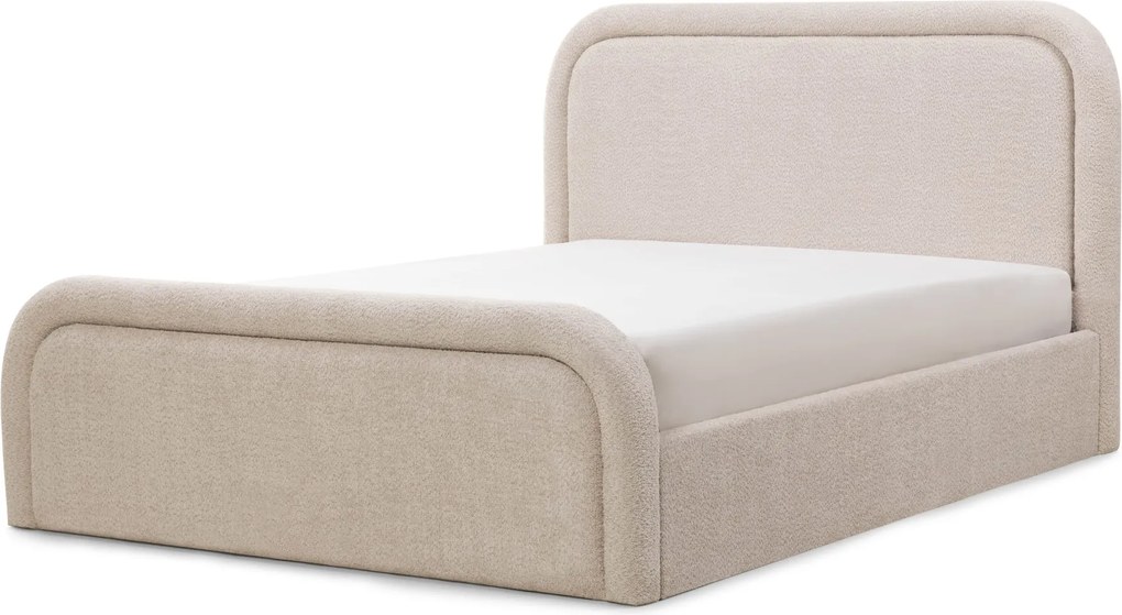 Dvojlôžková čalúnená posteľ Ovoid 140x200 s úložným priestorom béžová
